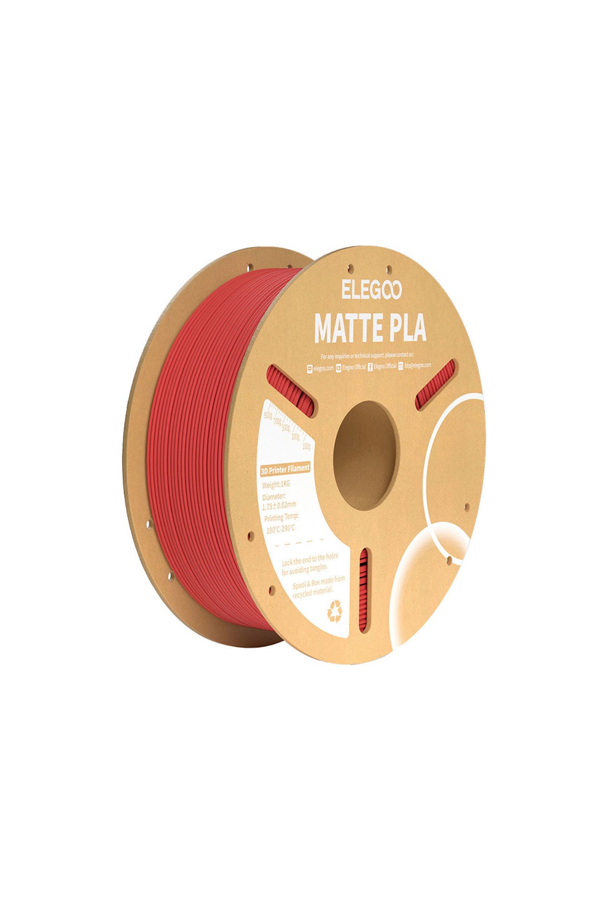 ELEGOO PLA Matte Filament Ruby Red