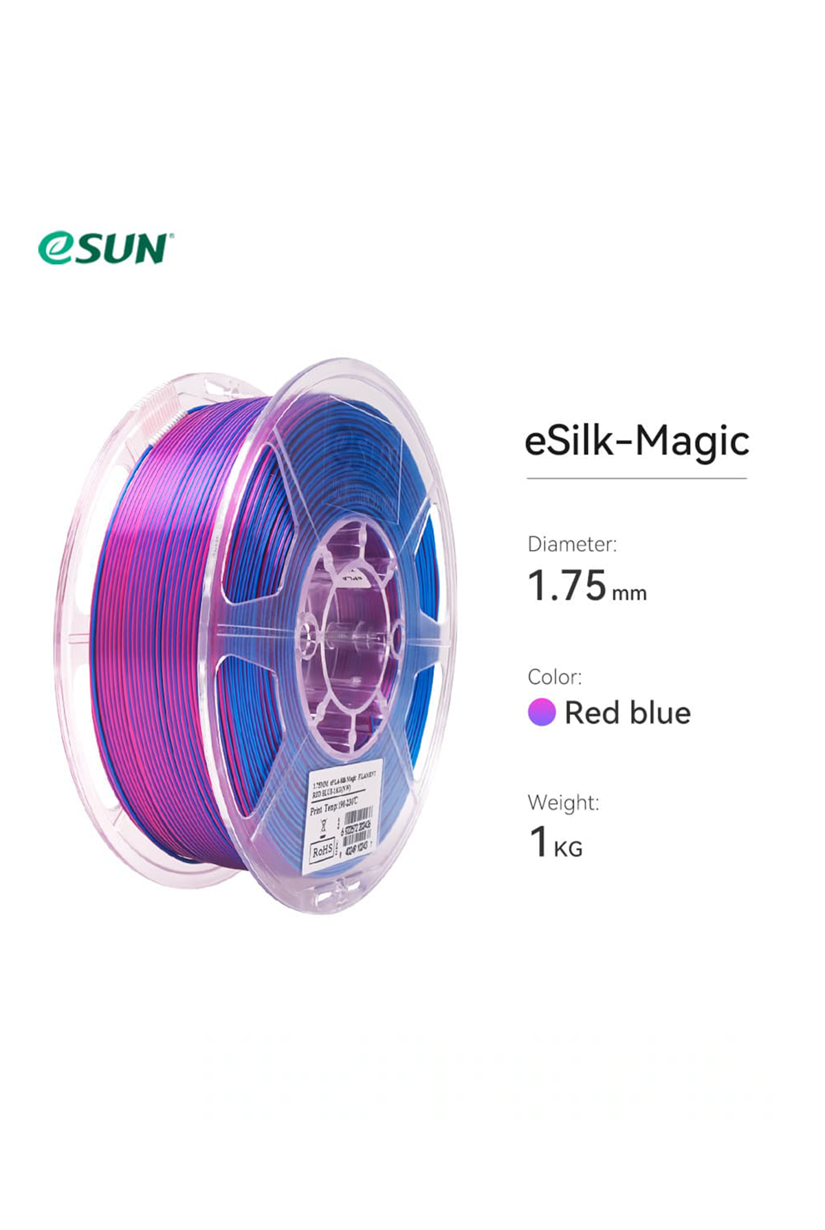 Esun PLA-Silk Magic Filament Red-Blue