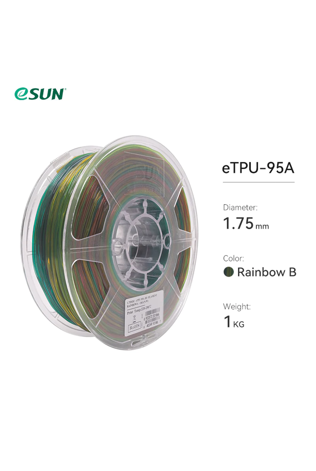 Esun TPU-95A Filament Rainbow