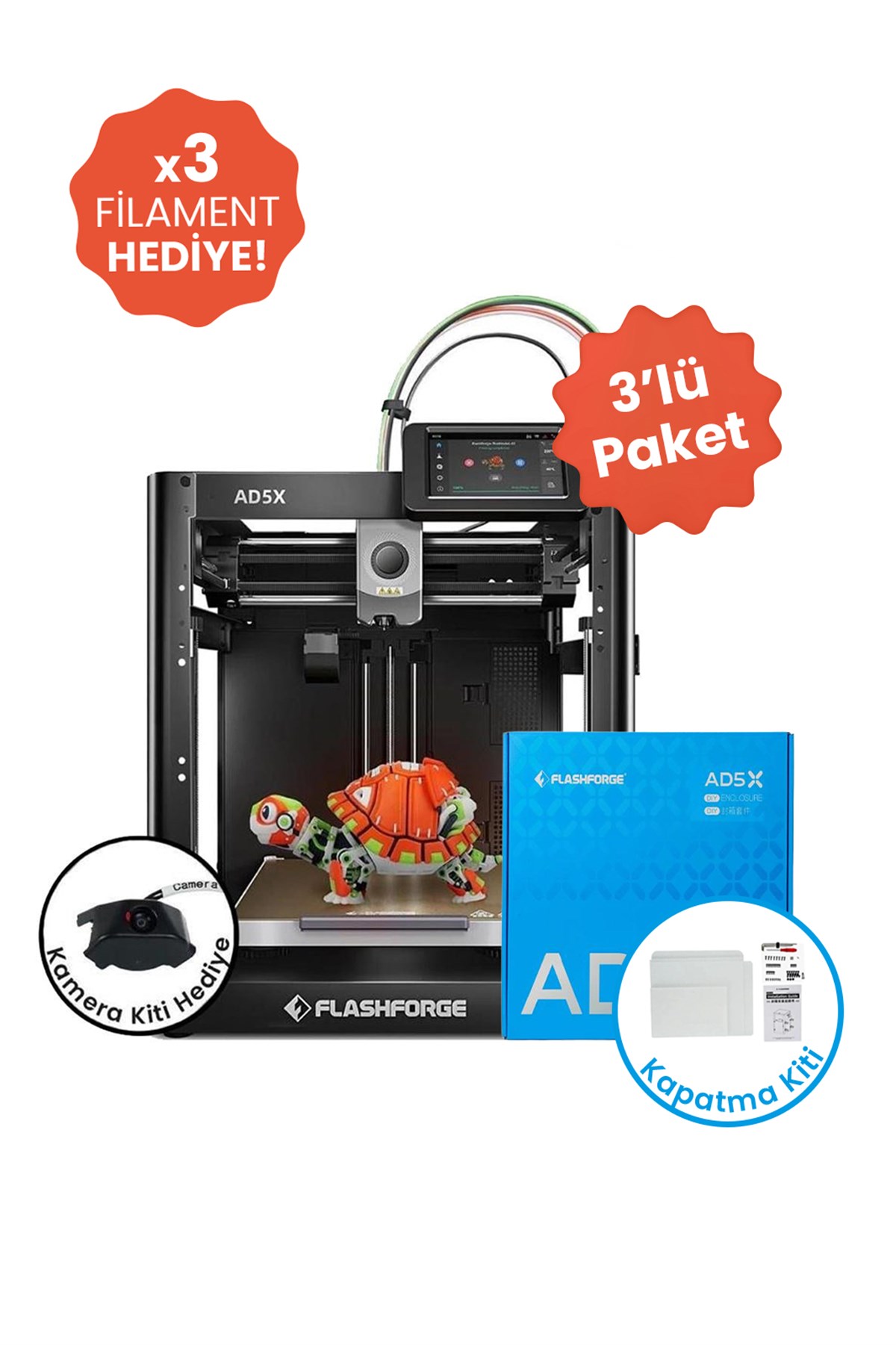 FLASHFORGE Adventurer 5X & Enclosed Kit Bundle (Kamera Hediyeli)