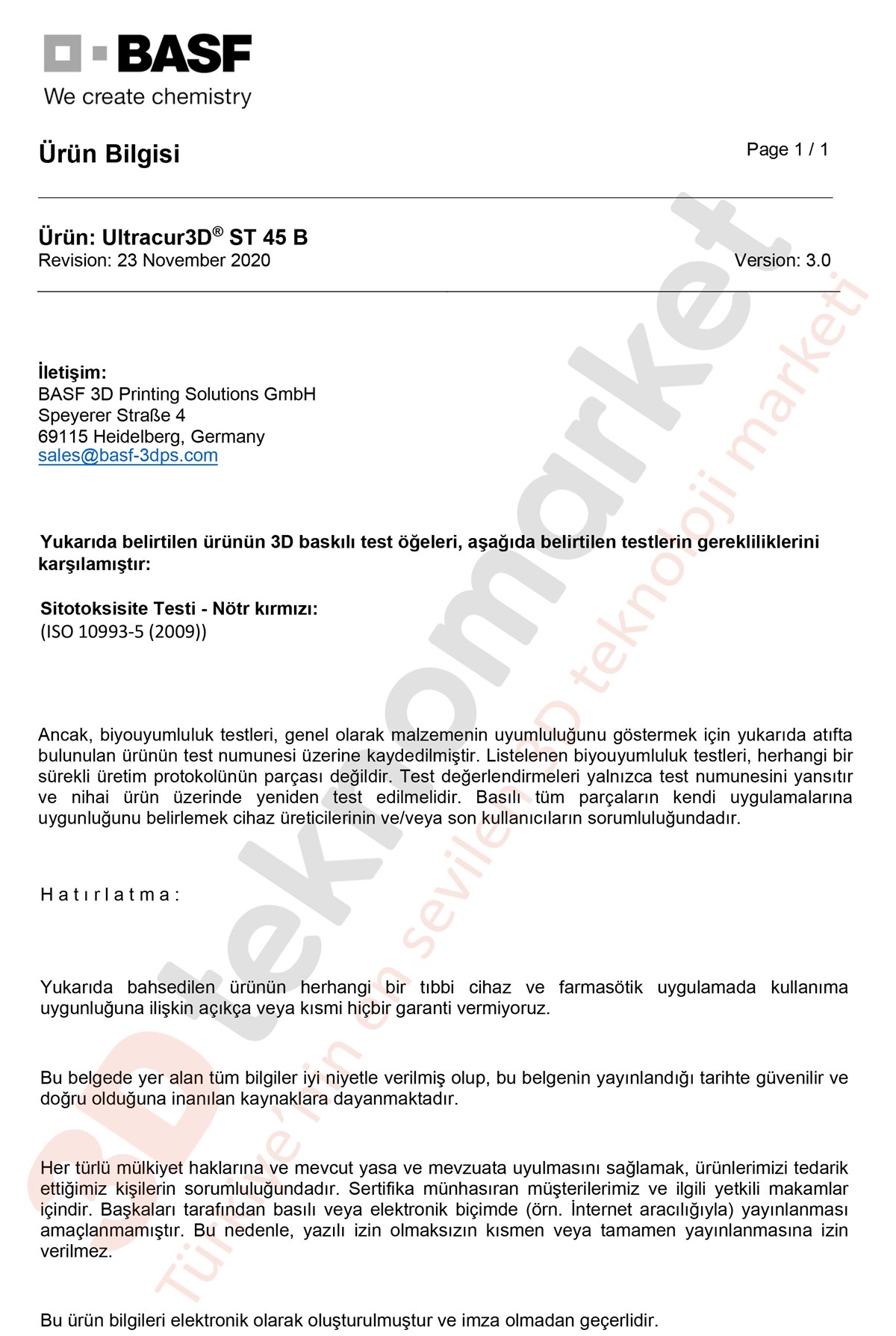 Ultracur3D® ST 45 B 1L