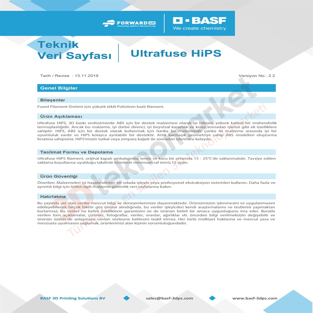 Ultrafuse HIPS Natural – 1.75mm –750gr