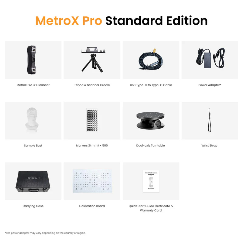 Revopoint MetroX Pro Standart Edition paket içeriği