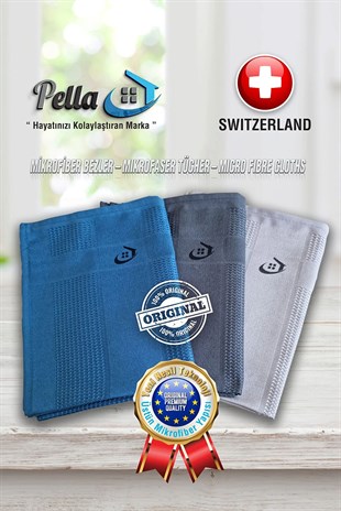 Pella Fabrika Satış Mağazası-Orijinal İthal 3'lü Mikrofiber Temizlik Bezi-Atiye & Selçuk Türkal