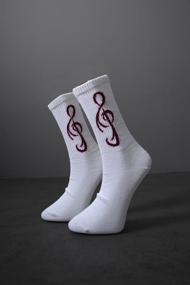 Beyaz - Mürdüm Symphony Çorap