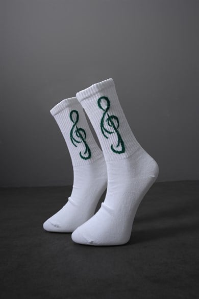 Beyaz - Yeşil Symphony Çorap