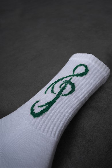 Beyaz - Yeşil Symphony Çorap