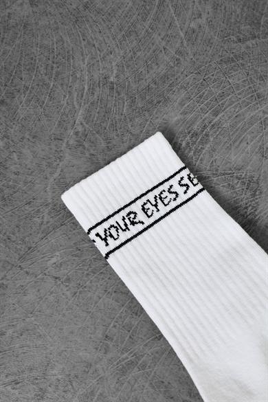 Beyaz YOUR EYES SEE EVERYTHİNG Çorap