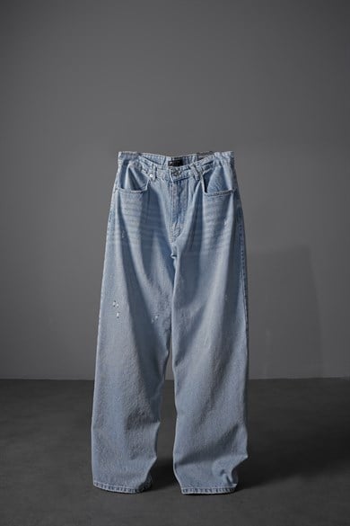Erkek Açık Mavi Baggy Denim Pantolon