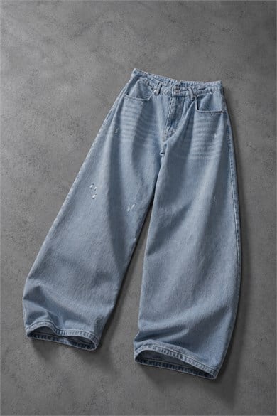 Erkek Açık Mavi Baggy Denim Pantolon