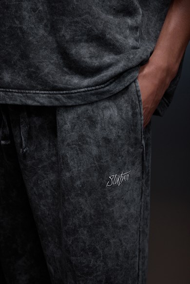 Erkek Antrasit Basic Yıkama Efektli Baggy Eşofman