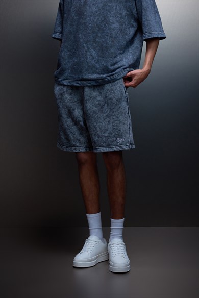 Erkek Antrasit Basic Yıkama Efektli Diz Üstü Şort