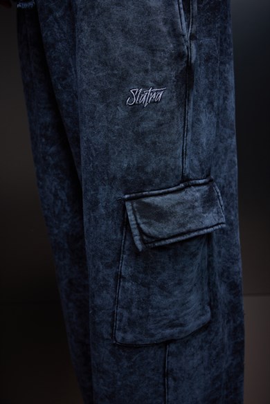 Erkek Antrasit Basic Yıkama Efektli Kargo Cepli Baggy Eşofman