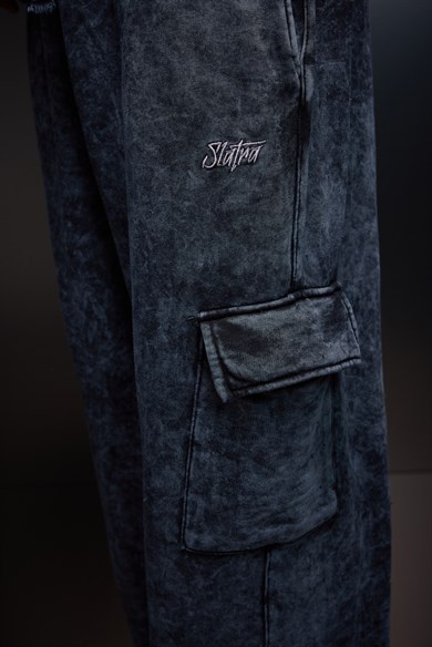 Erkek Antrasit Basic Yıkama Efektli Kargo Cepli Baggy Eşofman