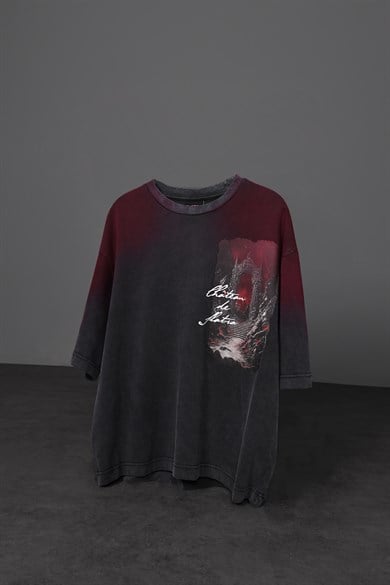 Erkek Antrasit Chateau Box Fit Yıkama Efektli Tshirt