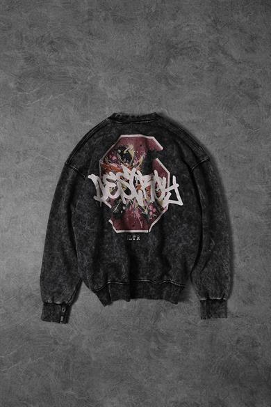Erkek Antrasit Desire Yıkamalı Bisiklet Yaka Oversize Sweatshirt