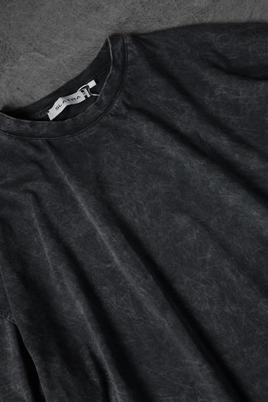 Erkek Antrasit Özel Yıkamalı Kumaş Oversize Tshirt
