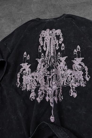 Erkek Antrasit Shine Bright Özel Yıkamalı Kumaş Oversize Tshirt
