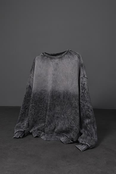Erkek Antrasit Spreyli Oversize Sweatshirt