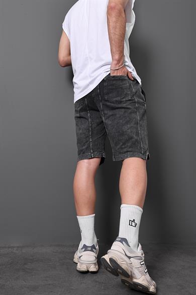 Erkek Antrasit Summer Studios Nakışlı Yıkamalı Regular Kalıp Şort