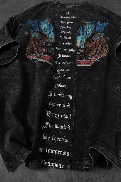 Erkek Antrasit Viper Özel Yıkamalı Kumaş Oversize Tshirt
