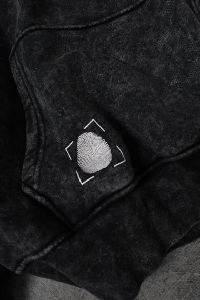 Erkek Antrasit Who Baskılı Yıkamalı Kapüşonlu Oversize Sweatshirt