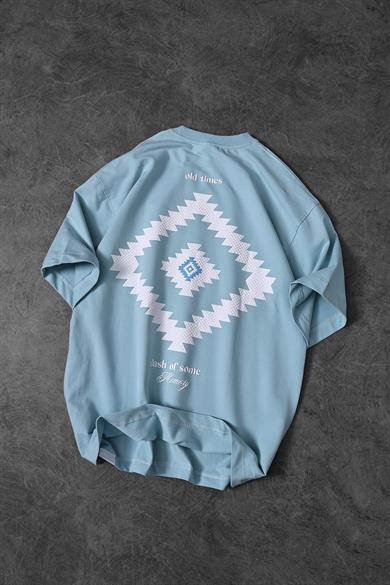 Erkek Bebe Mavisi Memory Lego Kabartma Baskılı Oversize Tshirt