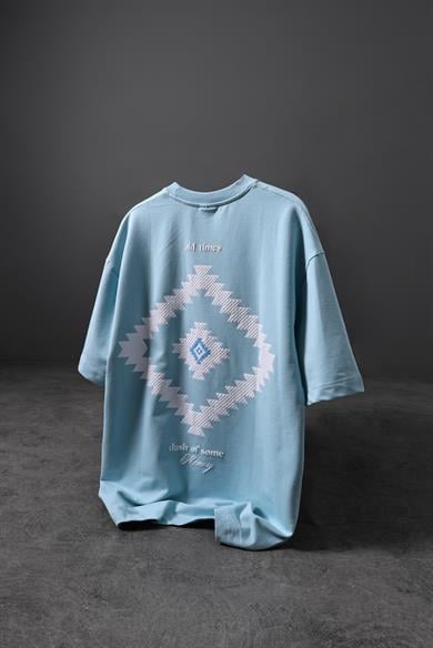 Erkek Bebe Mavisi Memory Lego Kabartma Baskılı Oversize Tshirt