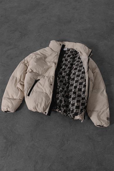 Erkek Bej All Oversize Şişme Mont