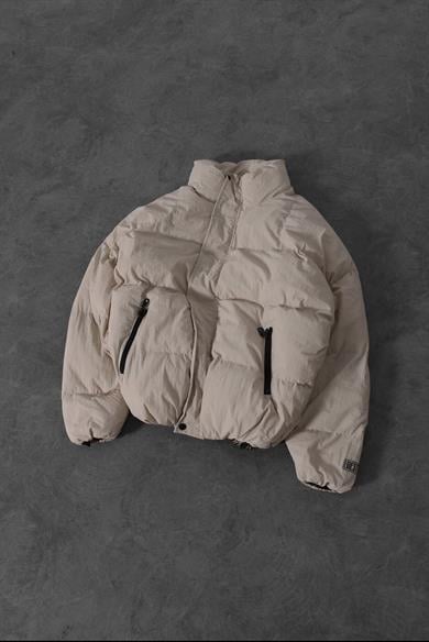 Erkek Bej All Oversize Şişme Mont