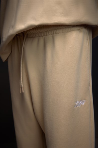 Erkek Bej Basic Baggy Eşofman