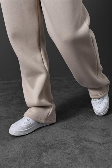 Erkek Bej Basic Baggy Kalıp Eşofman