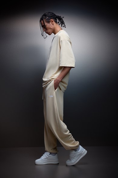 Erkek Bej Basic Jogger Eşofman