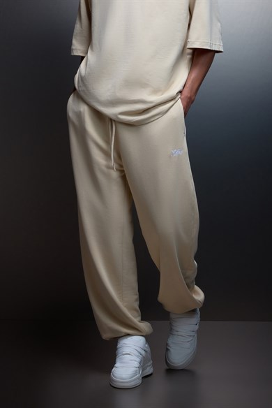 Erkek Bej Basic Jogger Eşofman