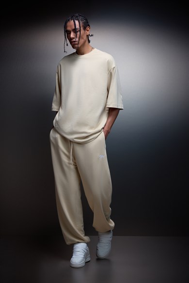 Erkek Bej Basic Jogger Eşofman