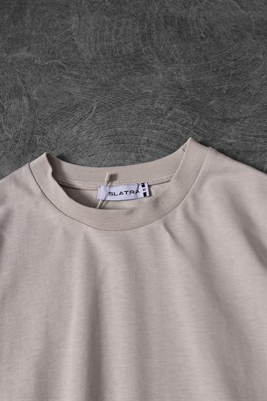 Erkek Bej Basic Oversize Tshirt