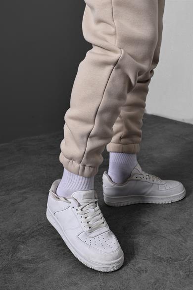 Erkek Bej Basic Paça Lastikli Eşofman