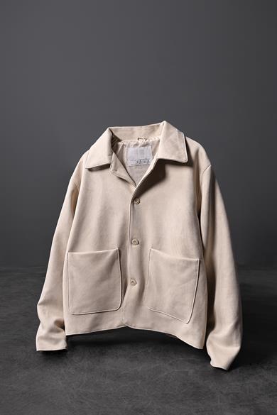 Erkek Bej Çift Cepli Astarlı Kaşe Ceket