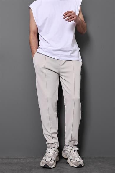 Erkek Bej Gipeli Havuç Paça Regular Fit Pantolon