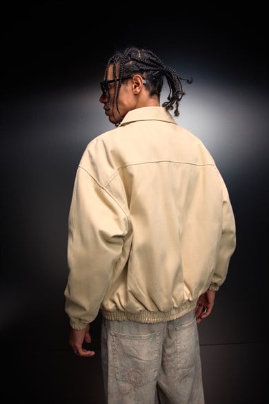 Erkek Bej Oversize Cepli Gabardin Ceket