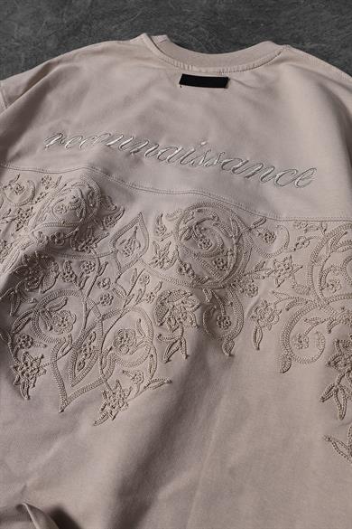 Erkek Bej Reconnaissance Nakışlı Oversize Tshirt