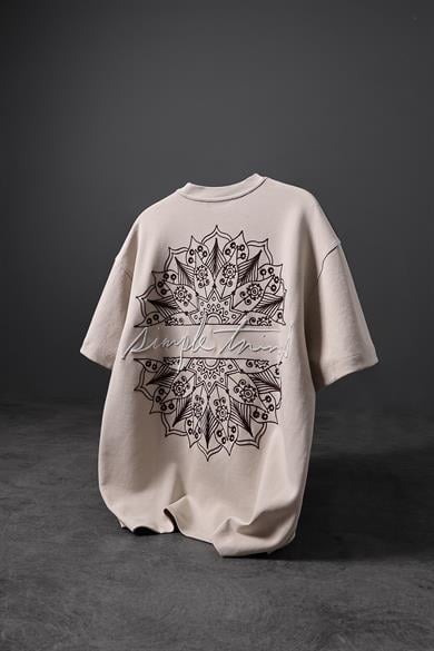 Erkek Bej Simple Things Nakışlı Oversize Tshirt