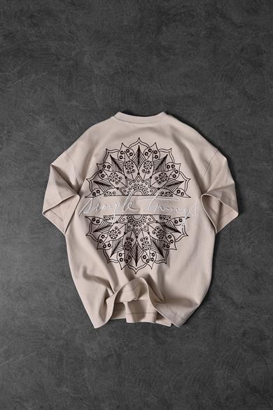 Erkek Bej Simple Things Nakışlı Oversize Tshirt