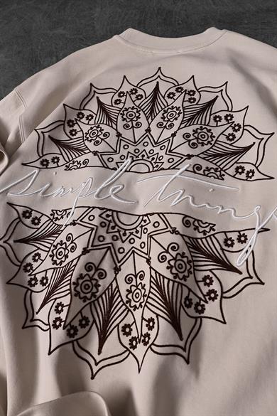 Erkek Bej Simple Things Nakışlı Oversize Tshirt