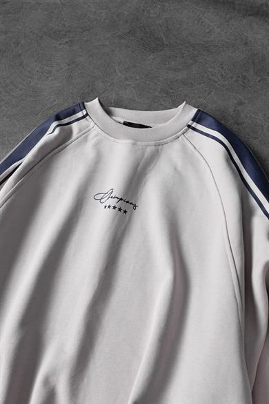 Erkek Gri 07 Champions Baskılı Oversize Sweatshirt