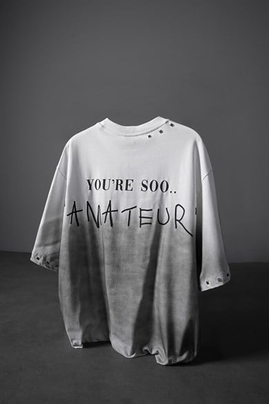 Erkek Beyaz Amateur Spreyli Boxy Fit Tshirt