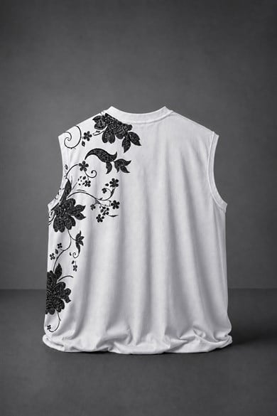 Erkek Beyaz Ascend Sıfır Kol Oversize Atlet