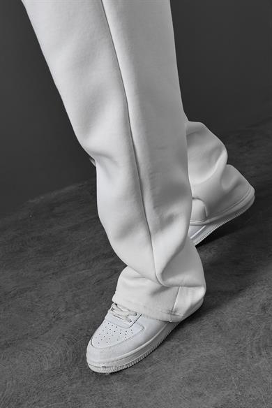 Erkek Beyaz Basic Baggy Kalıp Eşofman