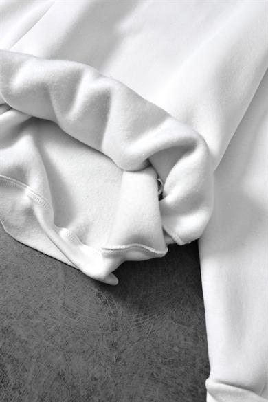 Erkek Beyaz Basic Kapüşonlu Oversize Sweatshirt