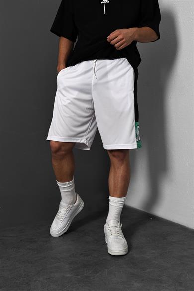 Erkek Beyaz Baskılı Forma Şort